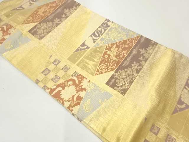 JAPANESE NAGOYA OBI / WOVEN FLOWER & BIRD